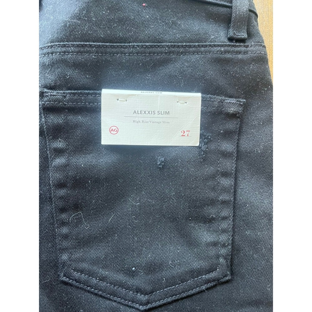 AG Adriano Goldschmied Alexxis Slim High Rise Distressed Black Jeans 27 - Picture 7 of 10